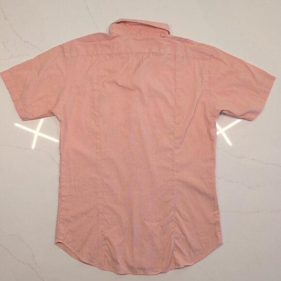 Ralph Lauren Sz 16.5 L Button Down Shirt Men Short Sleeve Pink Salmon Polo Golf - Picture 7 of 10